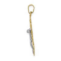 14k Two-tone Fleur De Lis Crucifix Pendant-C241