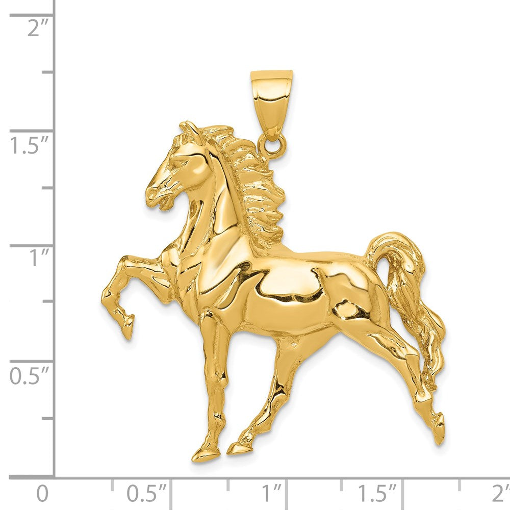 14k Solid Polished Open-Backed Horse Pendant-C2410