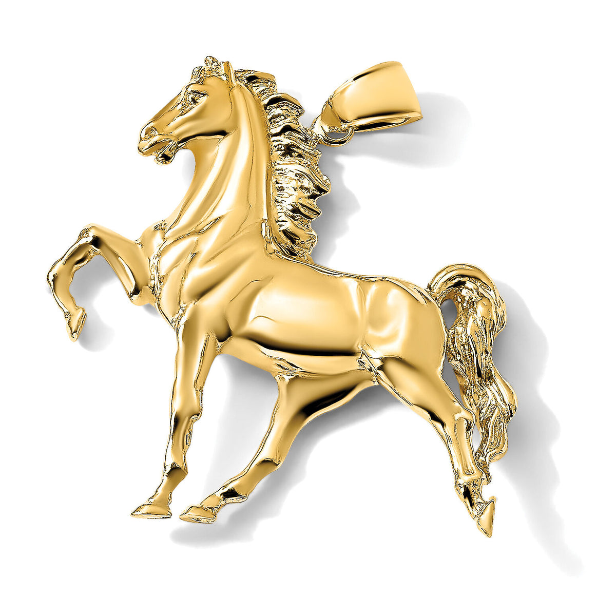 14k Solid Polished Open-Backed Horse Pendant-C2410