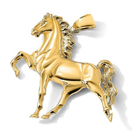 14k Solid Polished Open-Backed Horse Pendant-C2410