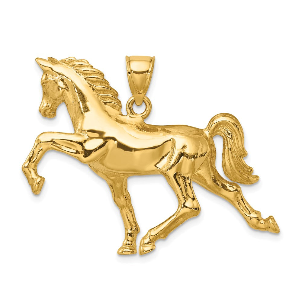 14k Hollow Polished 3-D Horse Charm-C2411