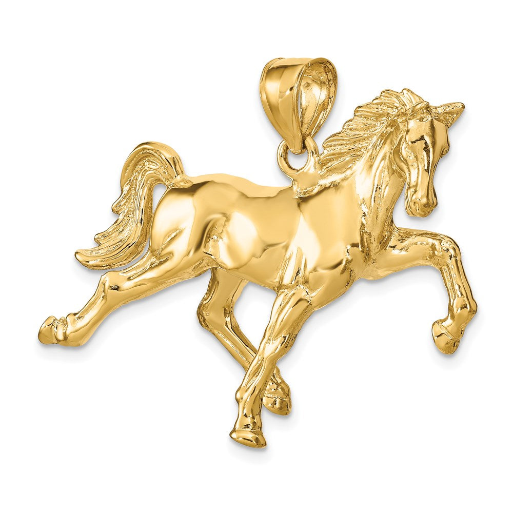 14k Hollow Polished 3-D Horse Charm-C2411