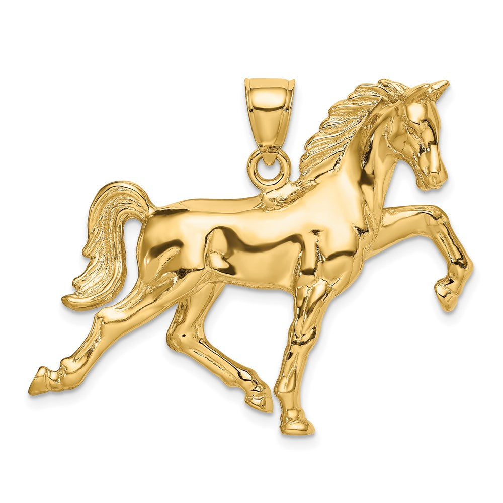 14k Hollow Polished 3-D Horse Charm-C2411