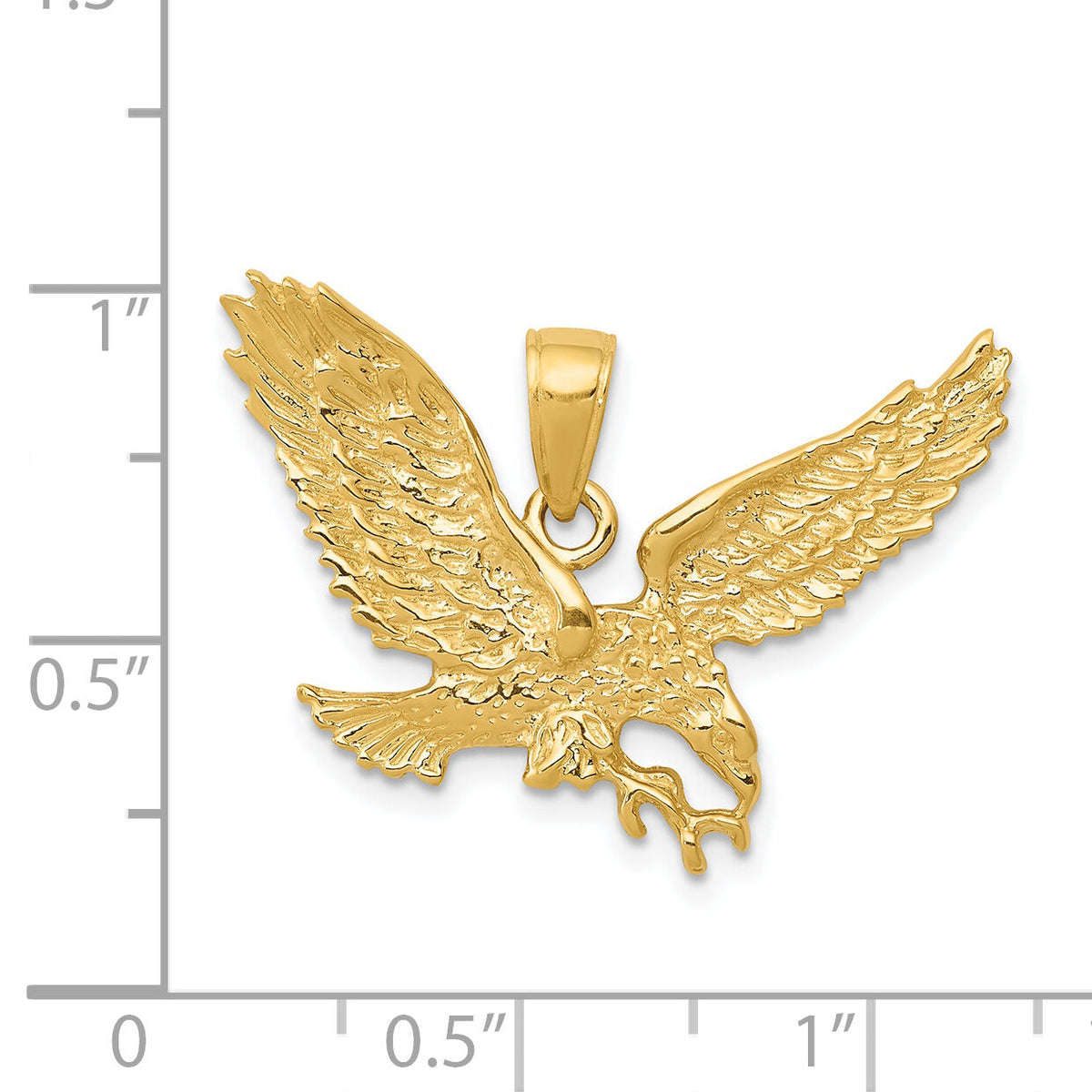 14k Solid Polished Eagle Pendant-C2425