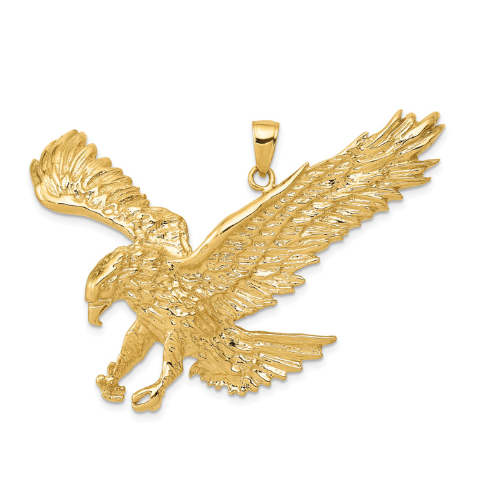 14k Solid Polished Eagle Pendant-C2430