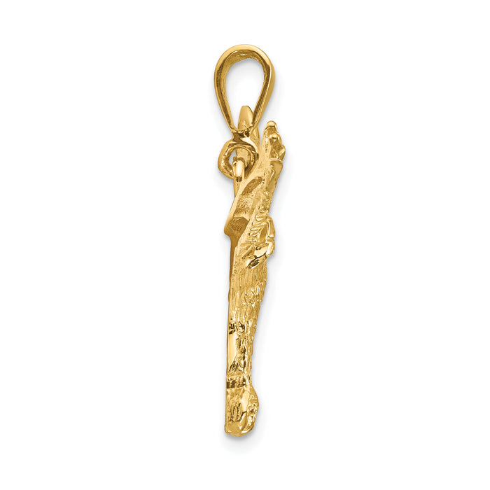 14k Solid Polished Eagle Pendant-C2435
