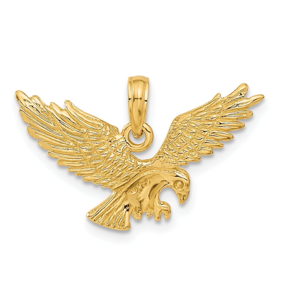 14k Solid Polished Eagle Landing Pendant-C2440
