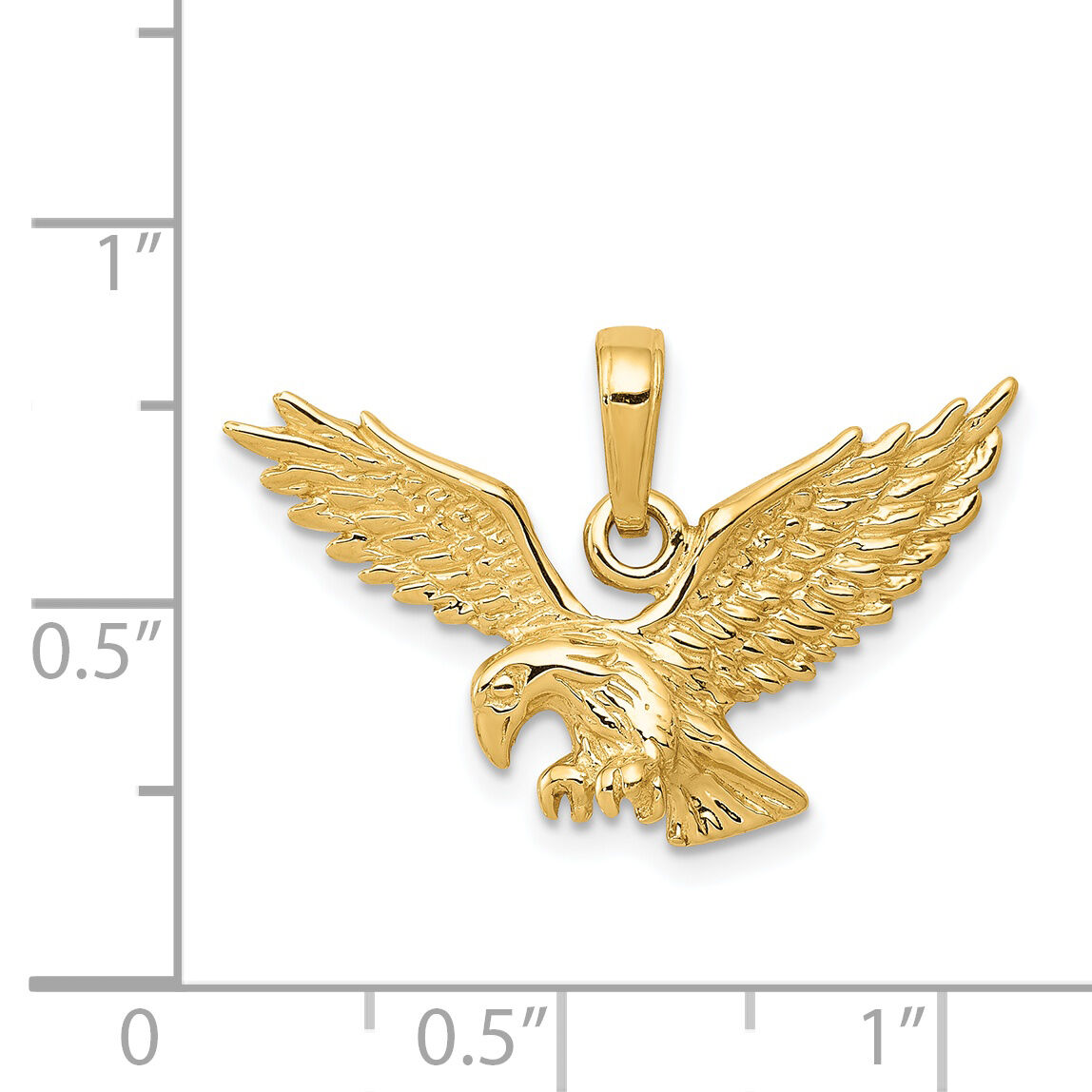 14k Solid Polished Eagle Landing Pendant-C2440