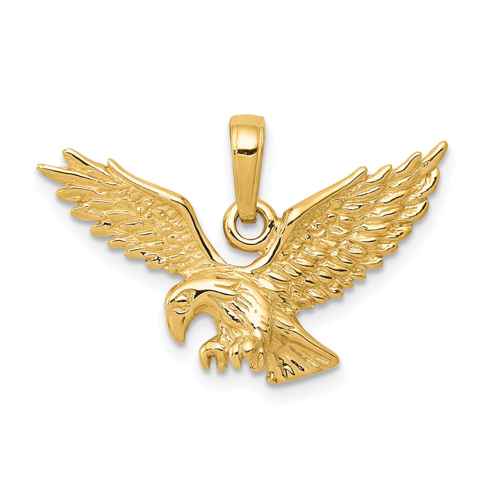 14k Solid Polished Eagle Landing Pendant-C2440