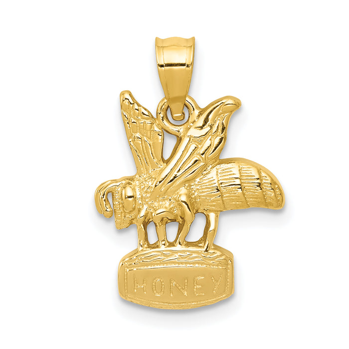 14k  Bee on HONEY Jar Pendant-C2444