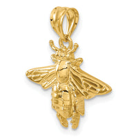 14k Solid Open-Backed Bee Pendant-C2445