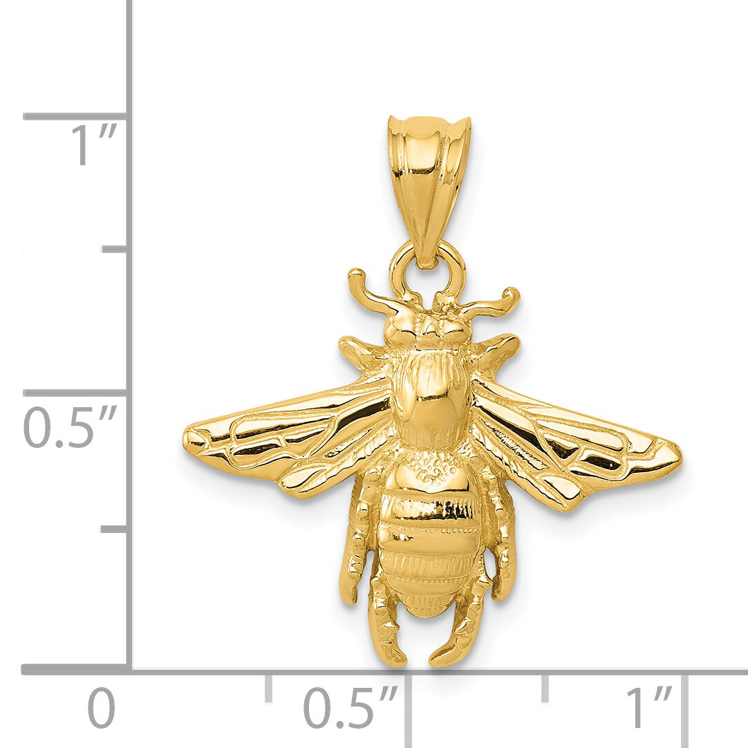 14k Solid Open-Backed Bee Pendant-C2445
