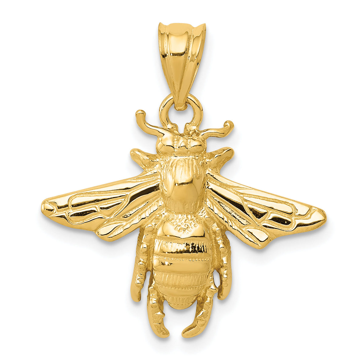 14k Solid Open-Backed Bee Pendant-C2445