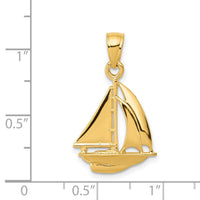 14k Polished Open-Backed Sailboat Pendant-C2469