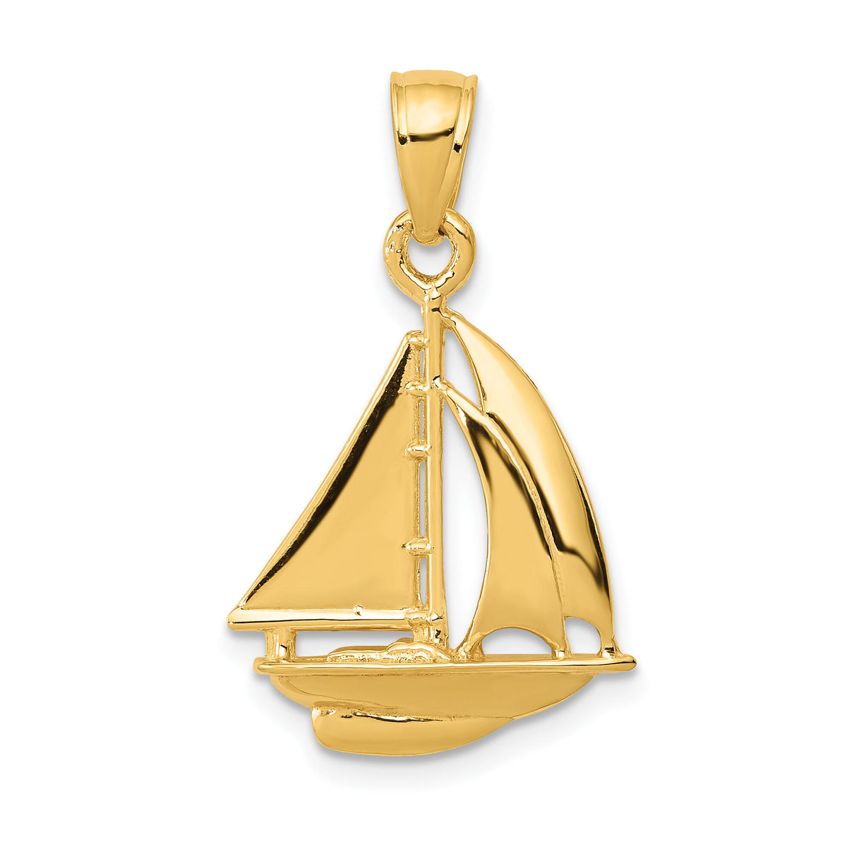 14k Polished Open-Backed Sailboat Pendant-C2469