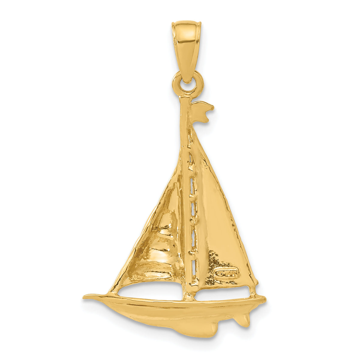 14k Polished Sailboat Pendant-C2471