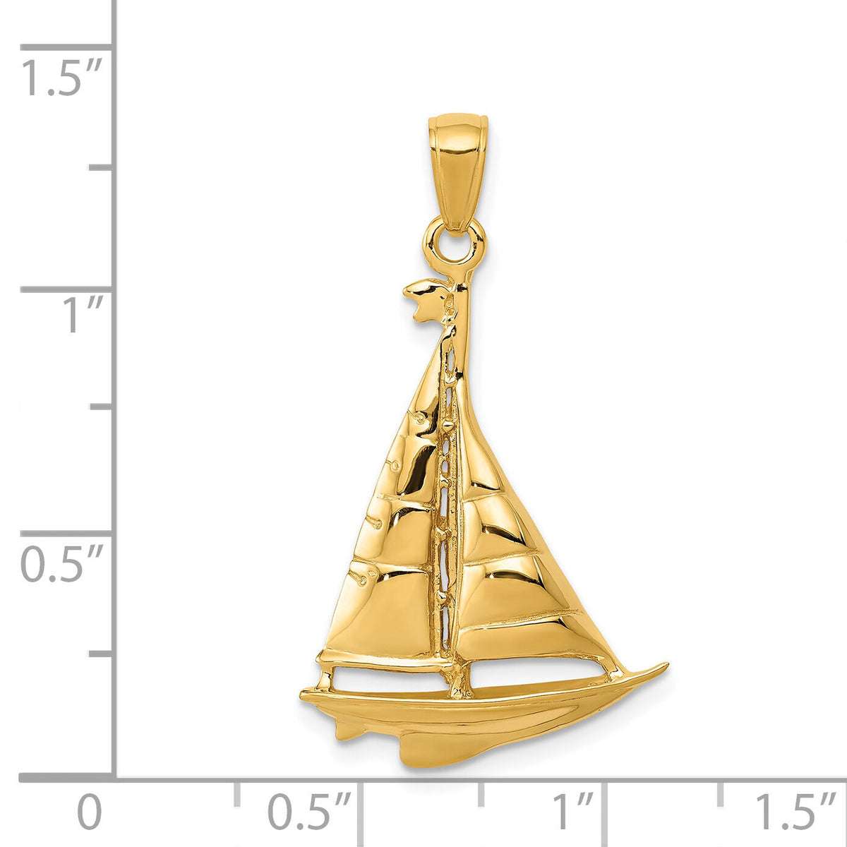 14k Polished Sailboat Pendant-C2471