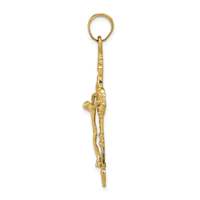 14k INRI Fleur De Lis Crucifix Pendant-C248