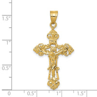 14k INRI Fleur De Lis Crucifix Pendant-C248