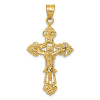 14k INRI Fleur De Lis Crucifix Pendant-C248