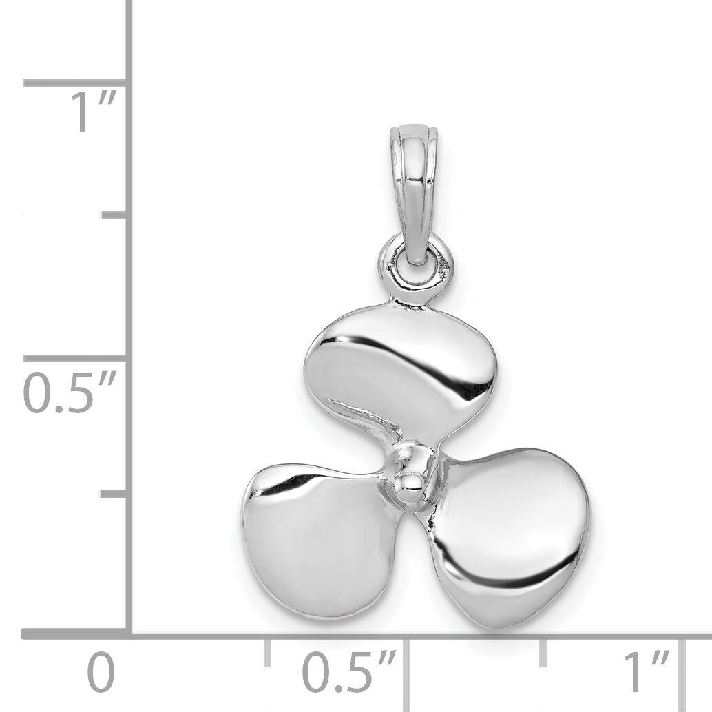 14K White Gold Polished 3-D Propeller Pendant-C2480W