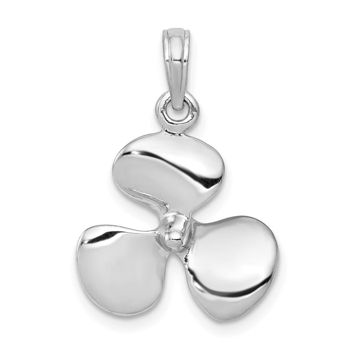 14K White Gold Polished 3-D Propeller Pendant-C2480W