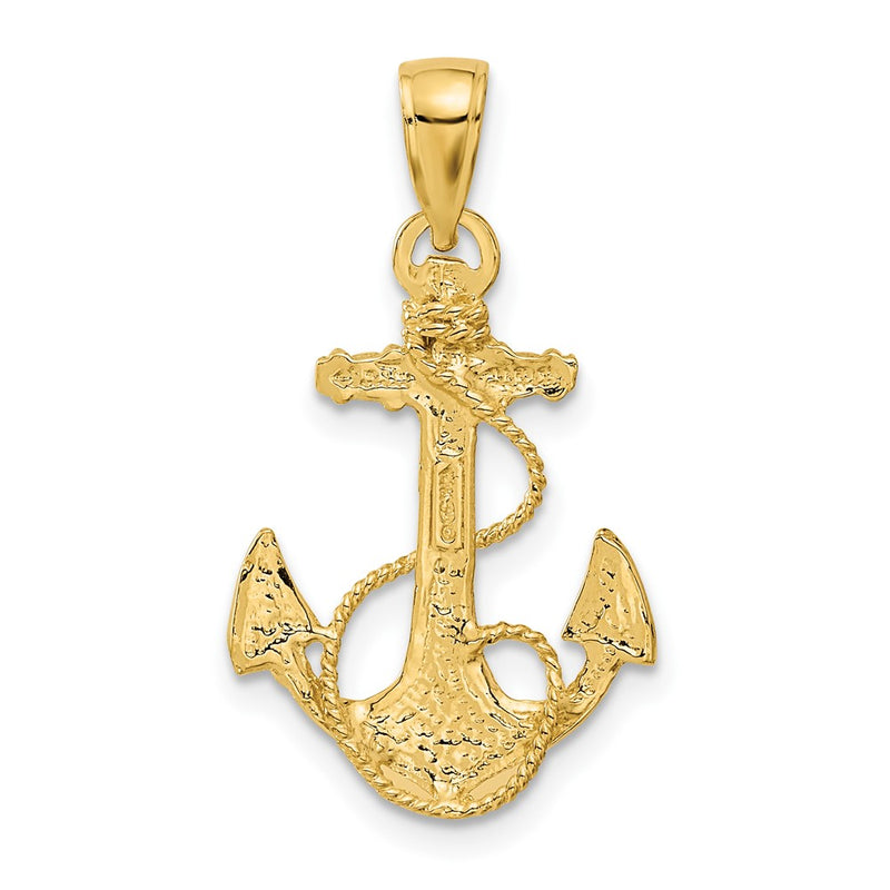 14k Solid Polished Anchor Pendant-C2486