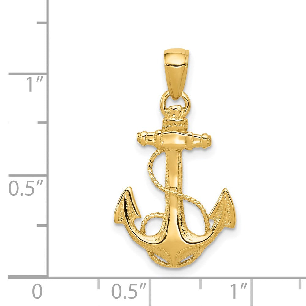 14k Solid Polished Anchor Pendant-C2486