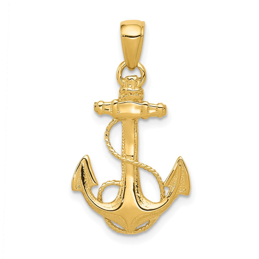 14k Solid Polished Anchor Pendant-C2486