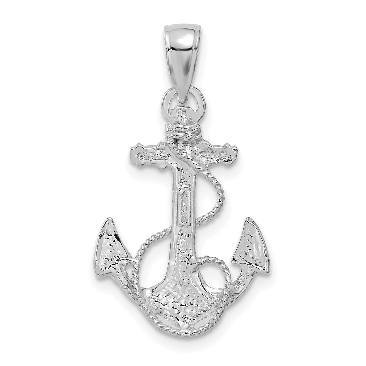 14K White Gold Solid Polished Anchor Pendant-C2486W