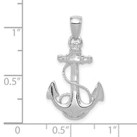 14K White Gold Solid Polished Anchor Pendant-C2486W