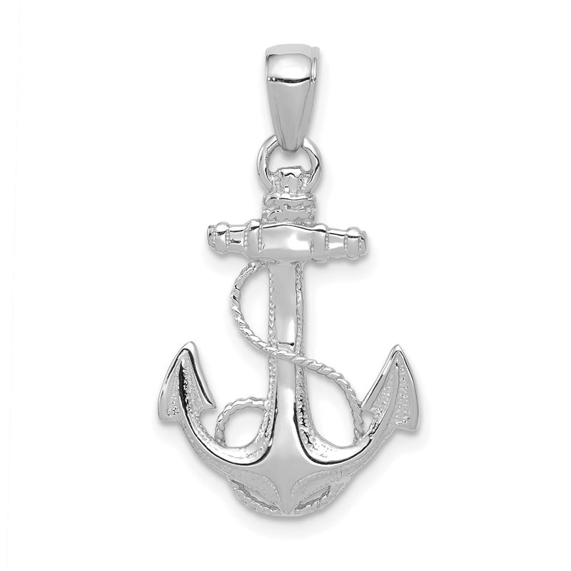 14K White Gold Solid Polished Anchor Pendant-C2486W