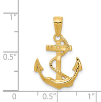 14k Solid Polished Anchor Pendant-C2487