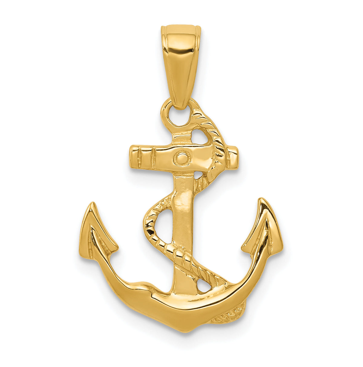 14k Solid Polished Anchor Pendant-C2487