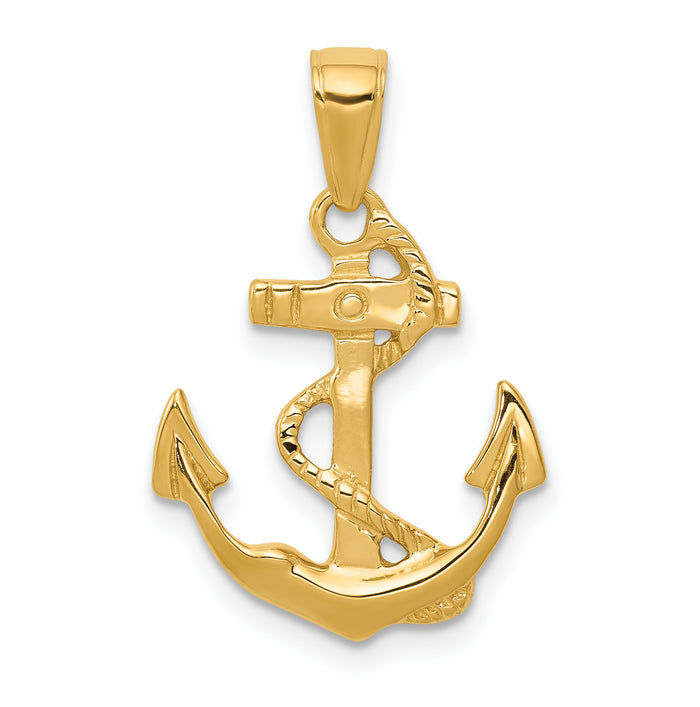 14k Solid Polished Anchor Pendant-C2487