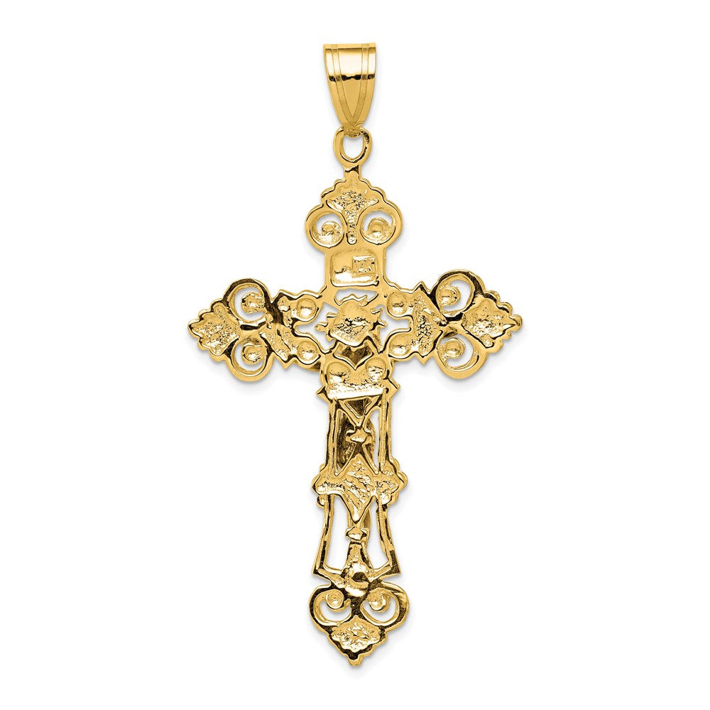 14k INRI Fleur De Lis Crucifix Pendant-C250