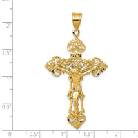 14k INRI Fleur De Lis Crucifix Pendant-C250