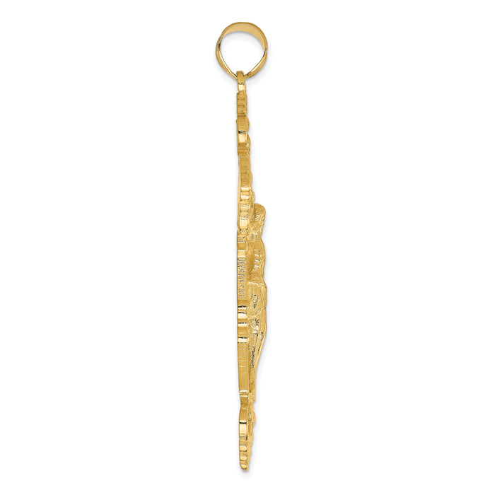 14k INRI Fleur De Lis Crucifix Pendant-C251