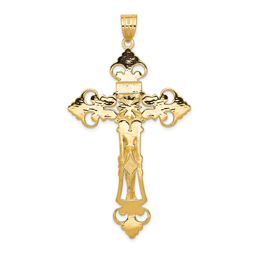 14k INRI Fleur De Lis Crucifix Pendant-C250