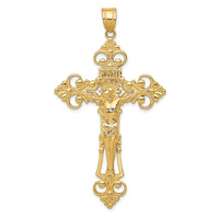 14k INRI Fleur De Lis Crucifix Pendant-C250