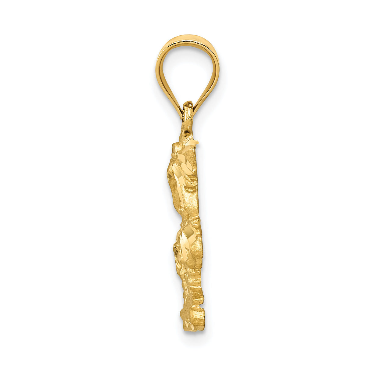 14k Satin Diamond-cut Open-Backed Palm Trees Pendant-C2510