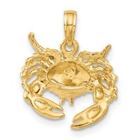14k Polished Open-Backed Crab Pendant-C2512