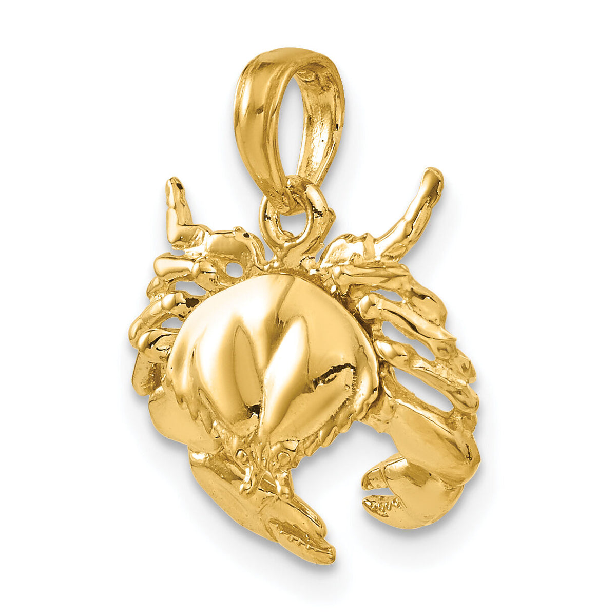 14k Polished Open-Backed Crab Pendant-C2512