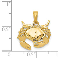14k Polished Open-Backed Crab Pendant-C2512