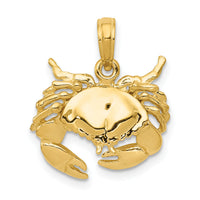 14k Polished Open-Backed Crab Pendant-C2512