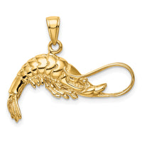 14K Polished 3-D Shrimp Pendant-C2517