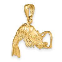 14K Polished 3-D Shrimp Pendant-C2517