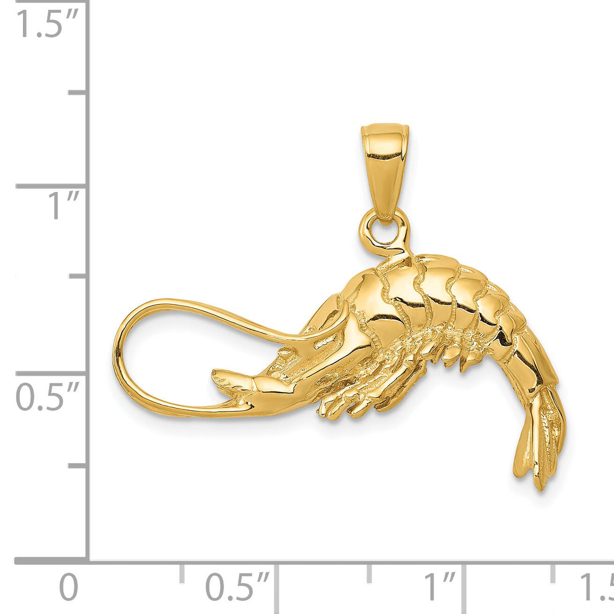 14K Polished 3-D Shrimp Pendant-C2517