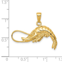 14K Polished 3-D Shrimp Pendant-C2517