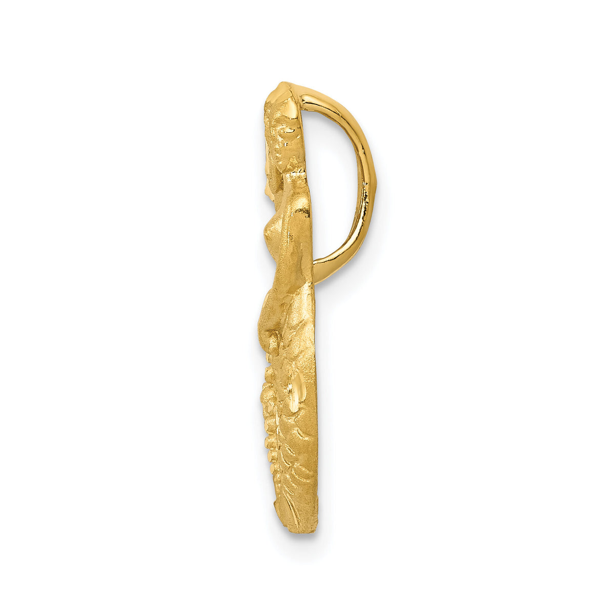 14k Satin Diamond-cut Open-Backed Mermaid Pendant-C2529